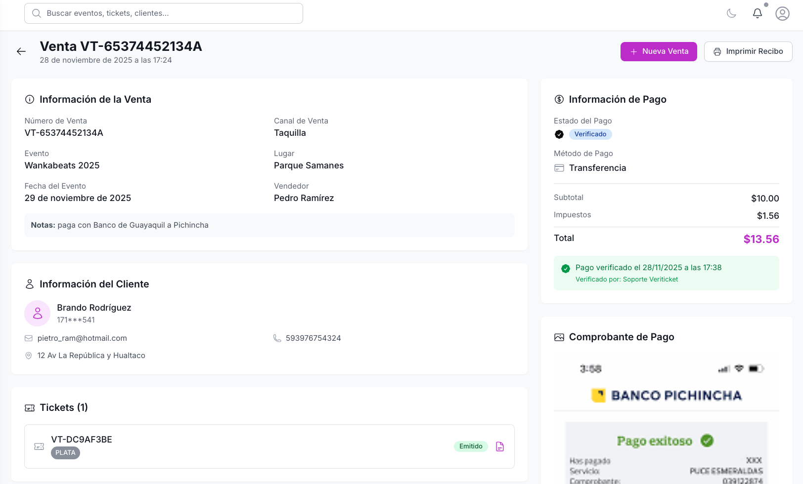 Veriticket screenshot 3
